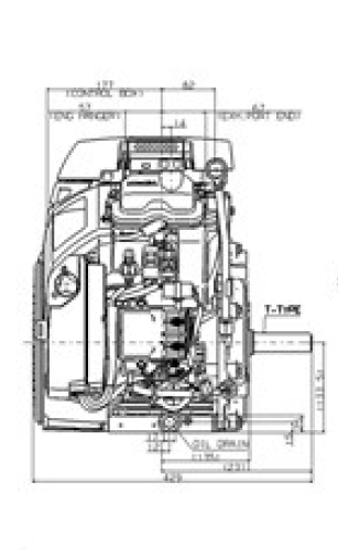 Vue avant et côté du moteur IGX700, dimensions affichées pour la hauteur et la largeur